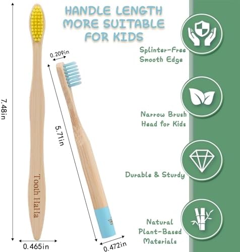 Kids Bamboo Toothbrushes, BPA-Free Soft Bristles, Eco-Friendly Natural Wooden Toddler Toothbrush, 6-Pack Travel Toothbrushes Set for Children - Image 3