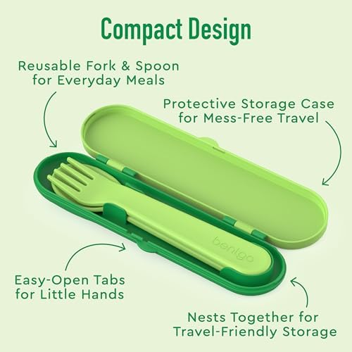Bentgo Kids Plastic Utensil Set with Fork, Spoon, & Storage Case - Image 4