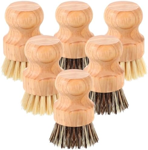 Nuenen 6 Packs Bamboo Dish Scrub Brush, Sisal and Coconut Palm by Nuenen