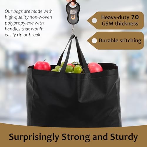 25 Pcs Reusable Tote Bag with Handles Bulk 16.1'' x 6.3'' x 11.8'' Extra Large Non Woven Grocery Shopping Bags for Shop Events Boutiques Retail Store(Black) - Image 5