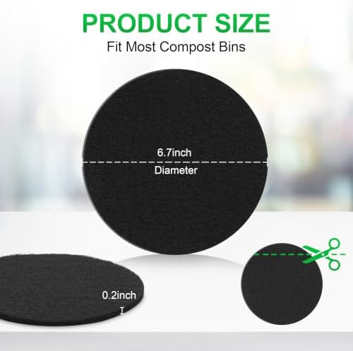 (12 Pack) Kitchen Compost Bin Replacement Charcoal Filters 6.7 Inch Diamete - Image 2
