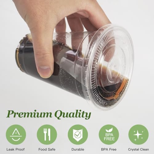 Charmount 100 Sets- 20 oz Clear Plastic Cups with Lids and Straws - Image 3