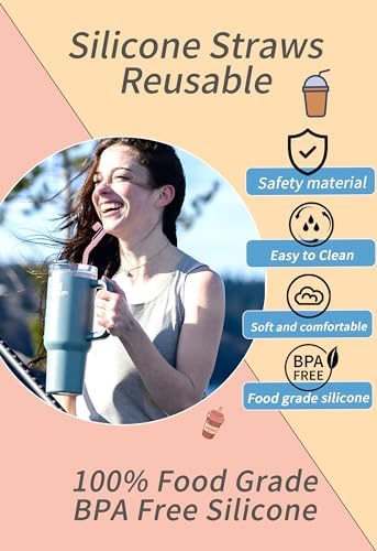 Doboli Replacement 13 inch Long Silicone Straw With Straw Cover,Compatible with Stanley Owala 40 oz 30 oz Cup Tumbler, 6 Pack Reusable Bent Straw with Cleaning Brush,for Stanley Tumbler Accessorie - Image 5