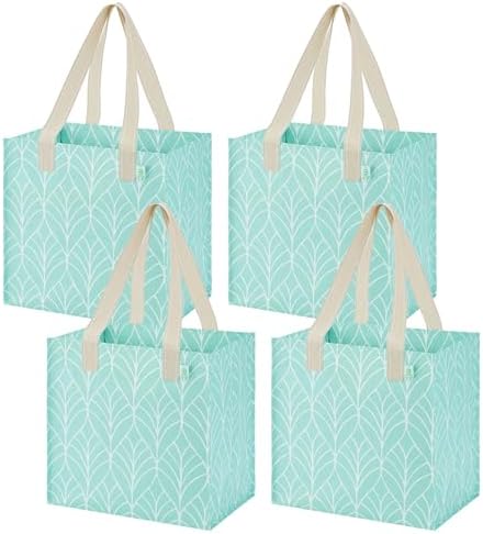 VENO 4 Pack Large Grocery Bag Reusable Shopping Bags with Hard Bottom by Veno