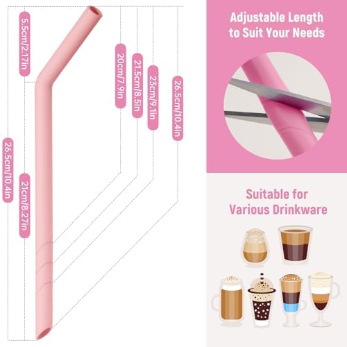 NiHome 6 PCS Extra Wide Reusable Bent Silicone Straws for Boba & Smoothies - Image 4