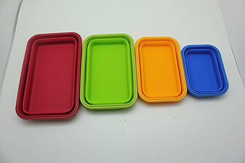 Sailing Elegant Collapsible Silicone Lunch Box/Container, Super Convenient Stackable Food Storage Containers, Material Safe (Set of 4, Multi) - Image 6