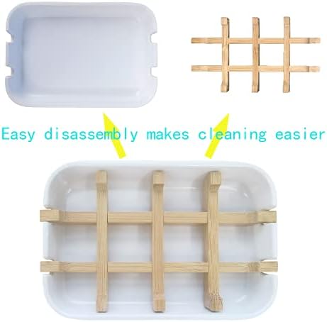 Aoheuo Modern Bamboo Fiber (2 Pack) Soap Holder and Soap Dish Combination (Removable),5.12 Long by 3 Wide, 0.98 inches high, Used in Kitchens, bathrooms, and bar Sinks - Image 4