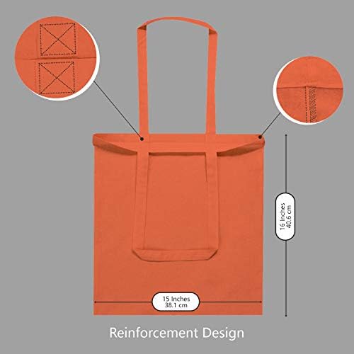TOPDesign 12-Pack Economical 16"x15" Orange Cotton Tote Bag, Lightweight Medium Reusable Grocery Shopping Cloth Bags, Suitable for DIY, Advertising, Promotion, Gift, Activity - Image 5