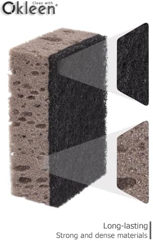 Taupe Multi Use Scrub Sponges. Made in Europe. 18 Pack, 4.3x2.8x1.4 inches. Best Odorless Durable Brown Heavy Duty Scrubber for Kitchen and Household Cleaning - Image 6