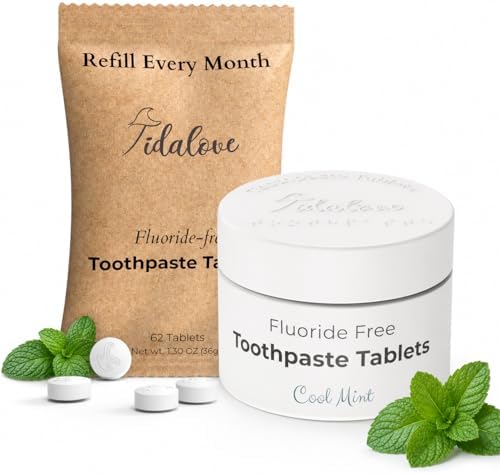 Hydroxyapatite Whitening Toothpaste Tablets, Cool Mint | 62 Tabs in Tin by Tidalove