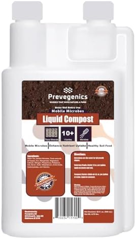 Liquid Compost | (32 fl. oz.) | Worm Tea with Trace Minerals, Vitamins, and Aerobic Microbes | Improves Soil Health, Mobile Microbes, and Enhance Nutrient Uptake by Prevegenics