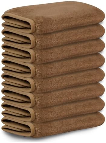 Nugilla Makeup Remover Cloths, 8 Packs Makeup Remover Towels Reusable Face Wash Cloth, Soft Microfiber Face Cloth for Women(Light Brown) by Nugilla
