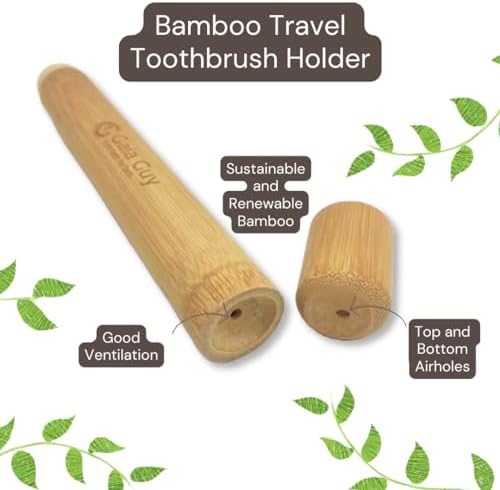 Gaia Guy Bamboo Toothbrush Travel Case 2 Pack - Portable Bamboo Toothbrush Holder Great for Plastic-Free Travel, Camping and Zero Waste Living - Image 2