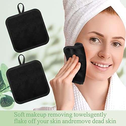 32 Pcs Makeup Remover Pads 5 x 5 Inch Soft Reusable Cloths, Black - Image 2