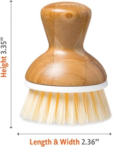 Bamboo Dish Scrub Brush for Kitchen, Natural Sisal Bristles, Cleaning Scrubber for Cast Iron Pan and Pot - Image 2