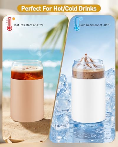Glass Cups with Lids - 16 oz Glass Drinking Cups Set with Silicone Sleeves - Image 5