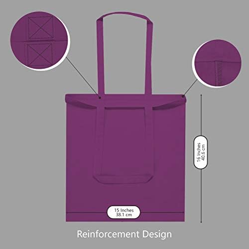 TOPDesign 6-Pack Economical 16"x15" Purple Cotton Tote Bag, Lightweight Medium Reusable Grocery Shopping Cloth Bags, Suitable for DIY, Advertising, Promotion, Gift, Activity - Image 5