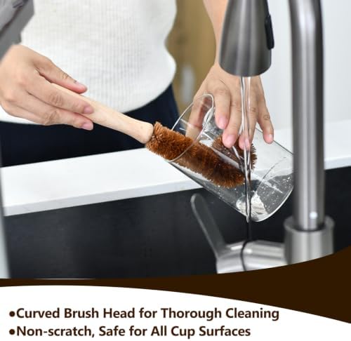 5 Pack Bamboo Dish Brush Set, Natural Kitchen Scrubber & Bottle Brush, Wooden Dish Brush for Cleaning Dishes, Pots, Pans, Bottles, Vegetables, Sinks, Woks - Image 4