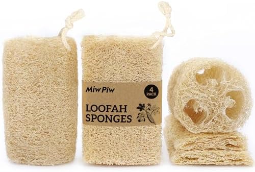 Natural Loofah Sponge 4Pcs Exfoliating Body Dish Scrubber Kitchen by MiwPiw