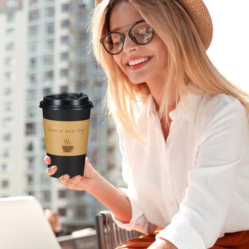 Lamosi 500 Pack 16 oz Coffee Cups, Disposable To Go Paper Cups with Lid - Image 4