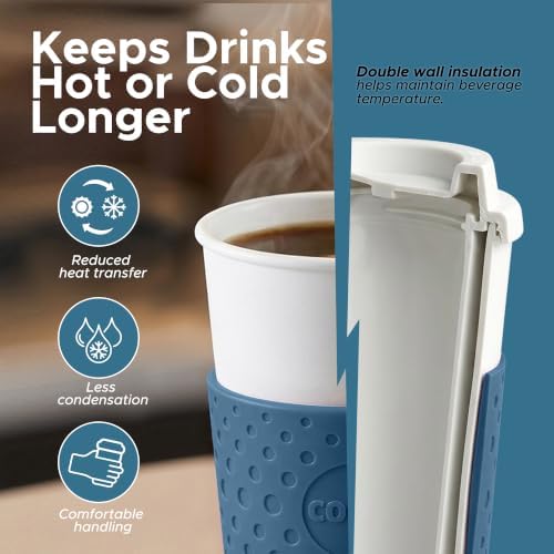 Copco Acadia 16 oz Travel Mug - Insulated Reusable Coffee Tumbler with Double-Walled Plastic, Leak-Proof Lid, BPA-Free - Portable Mug for Hot & Cold Drinks, Cup Holder Friendly (Blue) - Image 6