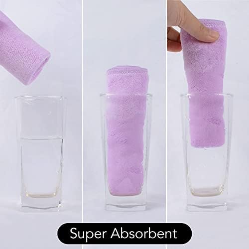 SINLAND Microfiber Facial Cloths Fast Drying Washcloth 12inch x 12inch Light purple 6 pack - Image 5