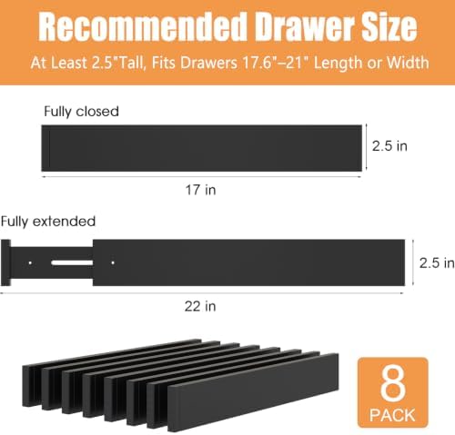 Bamboo Drawer Dividers, Adjustable Drawer Organizers, Fits 17.6–21" Drawers - Image 3