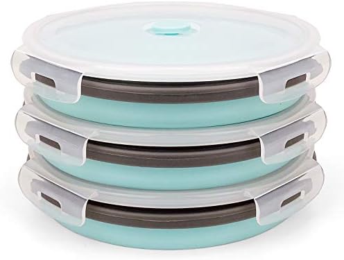 CARTINTS 1200ml Large Collapsible Meal Prep Containers, Reusable Silicone Food Storage Containers, Stackable Fridge Storage Containers, With Leakproof Lids, Microwave and Freezer Safe, Blue by CARTINTS
