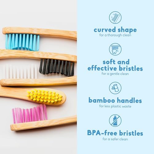 The Humble Co. Bamboo Toothbrushes, BPA Free, Soft Bristles (5 Pack) - Image 3