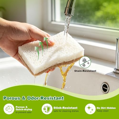 HOMEXCEL Kitchen Dish Sponges, 24 PK Non Scratch Natural Sponge for Dishes - Image 4