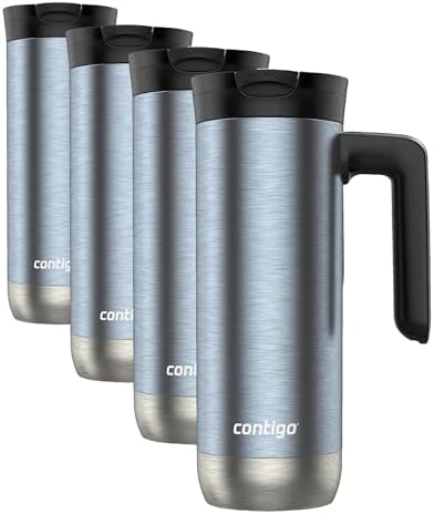 Contigo Superior 2.0 Stainless Steel Travel Mug 20oz with Handle | Leak-Proof Lid | Double-Wall Insulation | Dark Ice | Pack of 4 by Contigo
