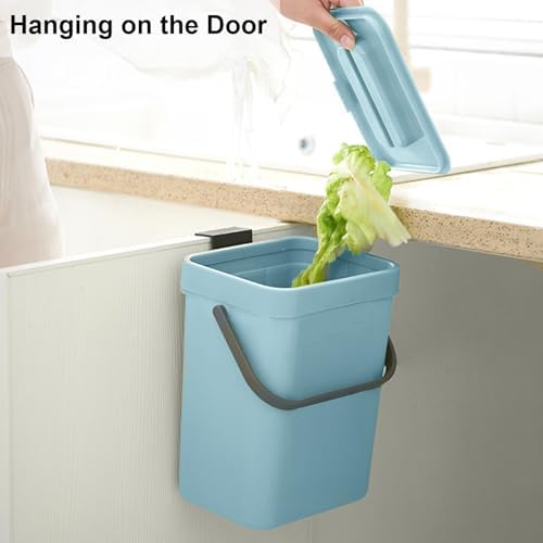 LALASTAR Compost Bin Kitchen, Small Compost Bin for Kitchen, Countertop Compost Bucket with Lid, Odorless Hanging Trash Can for RV/Office/Dog, Mini Food Waste Bin for Countertop, 3L/0.8 Gal, Blue - Image 3