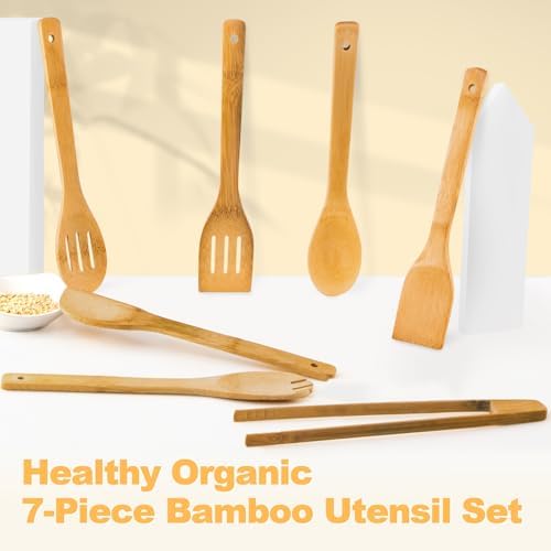 Eisinly 7-Piece Wooden Cooking Spoons,Durable Carbonized Bamboo Utensil Set - Image 3