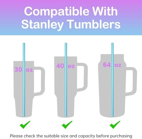 NiHome 12-Pack Plastic Reusable Straws Fit for Stanley 40 30 64 oz Tumbler - Image 3