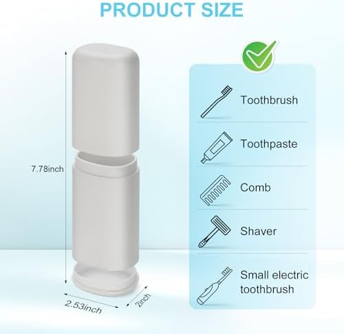 Travel Toothbrush and Toothpaste Case, 2 in 1 Gray Toothbrush Holder and Rinse Cup, Large Capacity Toothbrush Cup with Cover, Portable Toothbrush Holder for Traveling, Camping, Trip - Image 2