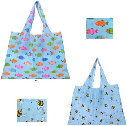ZooviHyvi Extra Large 50lbs Foldable Reusable Shopping Bags kitchen reusable grocery bags Washable Polyester Bags in Pocket by ZooviHyvi