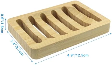3 Pcs Bamboo Soap Dish, Natural Color - Image 3