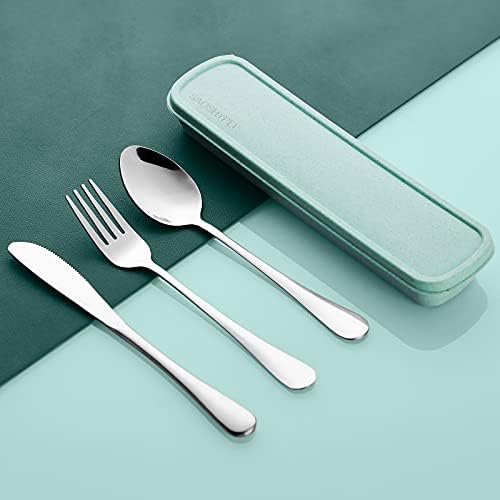 SAOSHYPEI Portable Cutlery Set with Case, 4-Piece Stainless Steel, Silver - Image 2