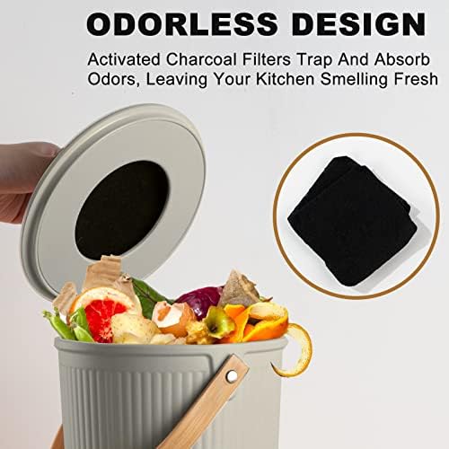 Compost Bin Kitchen, LALASTAR Countertop Compost Bin with Lid, Made of Sustainable Bamboo Fiber, Odorless Indoor Compost Bin, 1 Gallon, Grey - Image 4