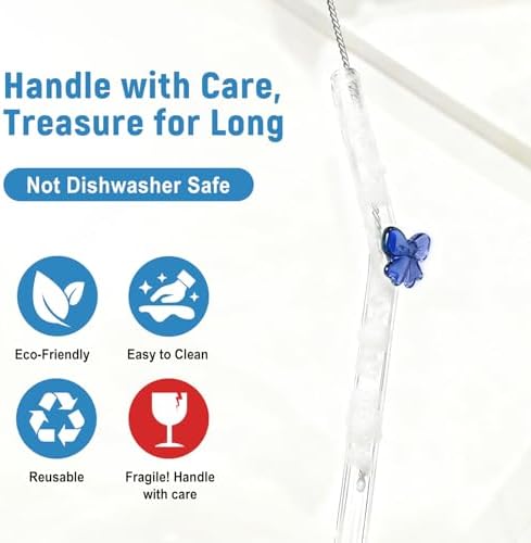 Cute Glass Straws with Blue Bow Charms, 8-Pack 9-Inch Bent for Tumblers - Image 4