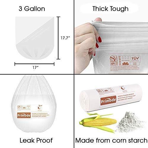 Compostable Bags, 3 Gallon Food Scraps Yard Waste Bags, 100 Count, Extra Thick 0.71 Mil. ASTMD6400 Compost Bags Small Kitchen Trash Bags, Certified By BPI And TÜV AUSTRIA - Image 5