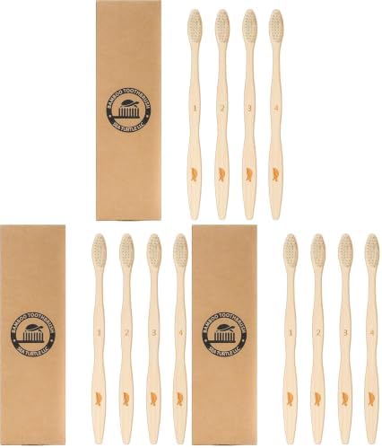 Sea Turtle Plant-Based Bristles, Bamboo Toothbrushes, Soft Natural Toothbrush for Adults (12 Pack) by SeaTurtle
