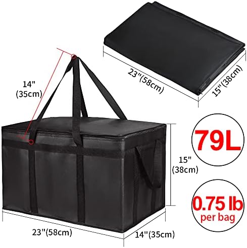 Insulated Food Delivery Bag, XXXL Insulated Reusable Grocery Cooler/Hot Bags, Tote Bag for Shopping/Travel/Doordash, Catering Bag Doordash 22x14x13, Black, 1-Pack - Image 2