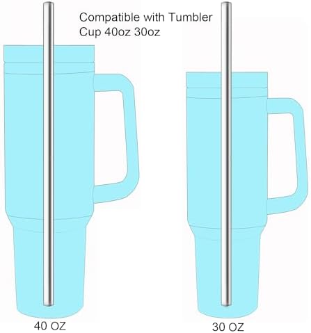dcieiosul Set of 4 Reusable Metal Straws, Long Stainless Steel Straw with Cleaning Brushes and Case, Drinking for 40 oz and 30 oz Tumblers - Image 3