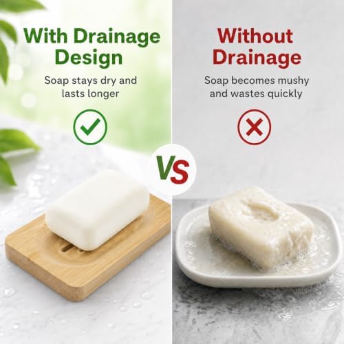 Bamboo Soap Dish, Soap Holder Soap Case Sponge Tray Sponge Drain Rack for Kitchen & Bathroom - Image 4