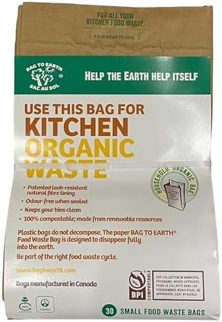 Bag to Earth - Kitchen Food Waste Bag - Compostable Bag - Leak Resistant -%100 Paper Cellulose Liner - Small - 30 Bags - Image 3