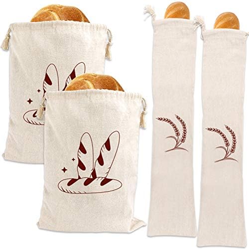 Augshy 4 Packs Linen Bread Bags for Homemade Bread by Augshy