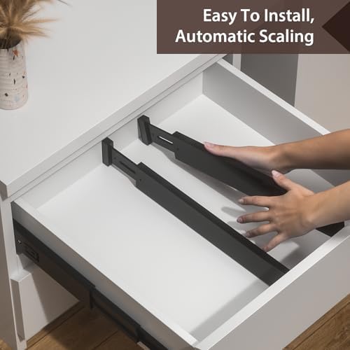 DUCOO 4 PCS Drawer Divider, 17"-22" Adjustable Bamboo Drawer Dividers Organizers, Expandable Separators for Kitchen, Clothes, Dressers, Home, Office, Black - Image 7