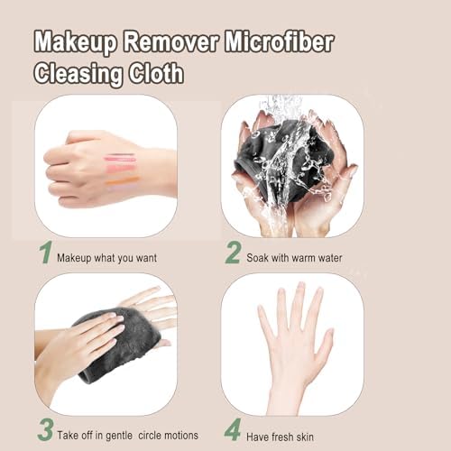 KODAMO Makeup Remover Cloth, 6 inch x 6 inch Reusable Makeup Remover Towels with Laundry Bag, Microfiber Makeup Removal Face Wash Cloths with Just Water, 12 Pack, Grey - Image 6