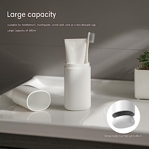 BALUCA Travel Toothbrush Case, Portable Tooth Brush Holder and Toothpaste Cover Container with Mouthwash Cup, Compact Oral Clean Tools Organizer for Traveling/Camping/School/Home - Large Capacity - Image 2